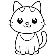 Minimal Kawaii Line Art Vector Illustration on White Background