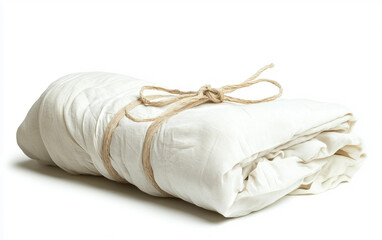 White Cloth Bundle for Monastic Ceremony Isolated On White Background.