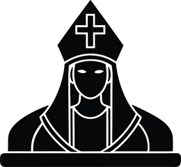 Fototapeta premium religion cartoon silhouette vector icon, church of the holy sepulchre, vector illustration of a church, black and white contour of a man, house in the form of a man on white background.