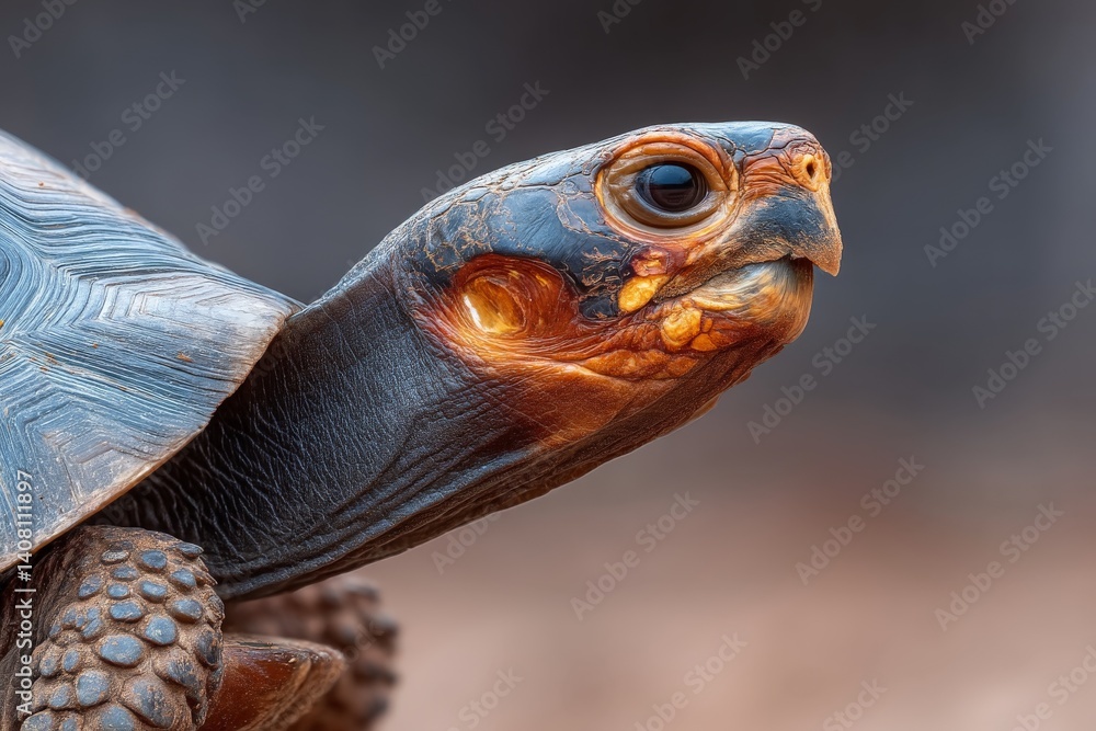 Poster close-up view of a colorful turtle resting in a natural habitat during daylight hours