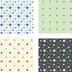 collection of fun polka dot seamless patterns