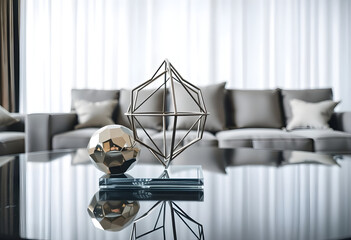 living room with a couch and a glass table