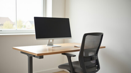 Minimalist Ergonomic Desk Setup with Clean Design and Comfortable Chair