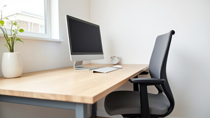 Minimalist Ergonomic Desk Setup with Clean Design and Comfortable Chair