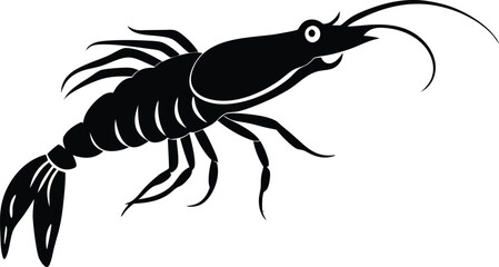 Fototapeta premium Shrimp Black Silhouette Vector 