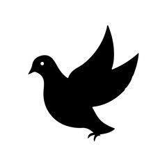 Dove silhouette icon vector flat design on white background.