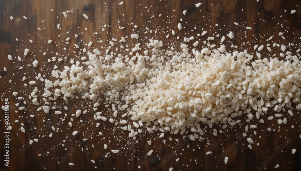 Poster high-resolution image of espresso beans exploding in a dust cloud editorial advertising photography
