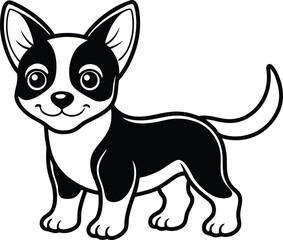 Cute baby dog line art icon.