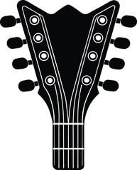 Guitar Headstock Silhouette Black Vector | Musical Instrument Design