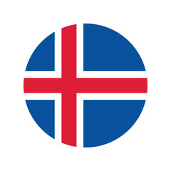 Fototapeta premium The Flag of Iceland, Round Iceland national flag icon. Iceland country flag concept with official color.