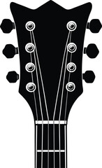 Guitar Headstock Silhouette Black Vector | Musical Instrument Design