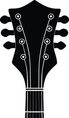 Guitar Headstock Silhouette Black Vector | Musical Instrument Design