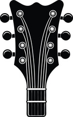 Guitar Headstock Silhouette Black Vector | Musical Instrument Design