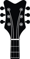Guitar Headstock Silhouette Black Vector | Musical Instrument Design