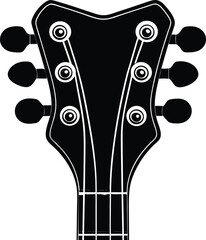Guitar Headstock Silhouette Black Vector | Musical Instrument Design