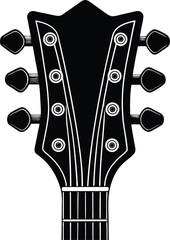 Guitar Headstock Silhouette Black Vector | Musical Instrument Design