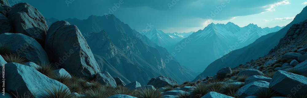 Poster a combination of a dark turquoise color with a beautiful mountain rock texture provides a stunning b