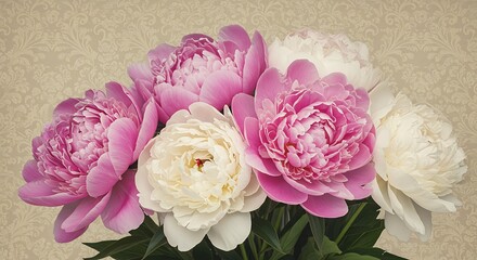 Pink & White Peonies: Delicate Blooms, Soft Focus AI Generated