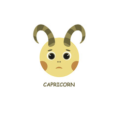 zodiac sign capricorn in the form of a child's face with horns