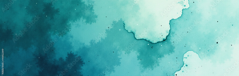 Aufkleber a dark blue and green watercolor pattern with splatters and stains creating a grungy artistic backgr