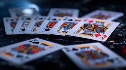 dynamic playing card display arranged in a perfect ring