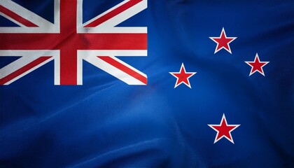 New Zealand Flag in a Blue Sky