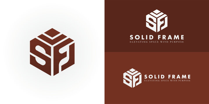 The modern emblem cleverly incorporates the initials SF into a sturdy, three-dimensional cube structure. The logo is designed specifically for the Architecture and Construction sectors