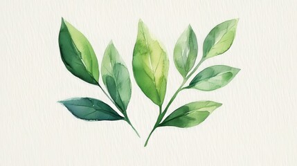 Fototapeta premium A tranquil watercolor scene featuring eucalyptus, lavender, and gentle wildflowers, illuminated by a soft, natural light on a white background