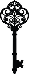 Key Silhouette Black Vector | Vintage Key Design