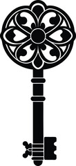 Key Silhouette Black Vector | Vintage Key Design