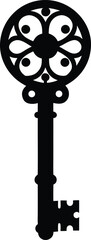 Key Silhouette Black Vector | Vintage Key Design