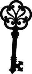 Key Silhouette Black Vector | Vintage Key Design