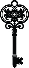 Key Silhouette Black Vector | Vintage Key Design