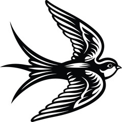 A beautiful swallow silhouette vector art, swallow isolated premium quality line art vector illustration