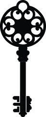 Key Silhouette Black Vector | Vintage Key Design