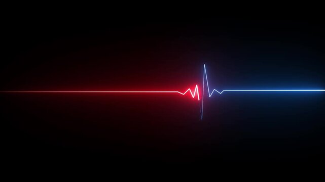 glowing Neon Electrocardiogram Heartbeat Pulse Heart attack monitoring Medical Patient Treatment Display Background Loop.