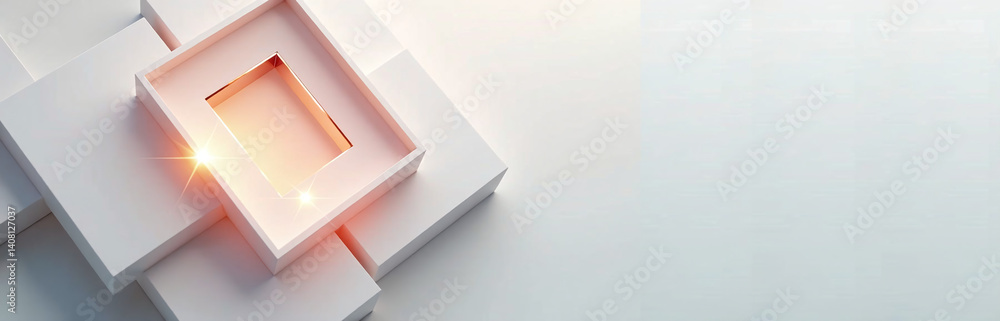 Aufkleber A Design Features A Geometric Shape With Metallic Accents And A Subtle Gradient Effect On A Minimalist Abstract Background.