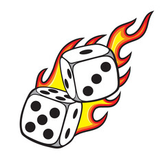 dice vector illustration two dice on fire design