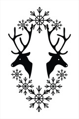 Christmas Deer with Snowflakes Background Illustration