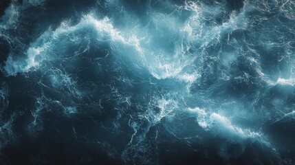 Sea's Embrace: A swirling vortex of turquoise waves generates a mystical, ethereal glow in the sea's core, featuring vibrant teal and aqua hues