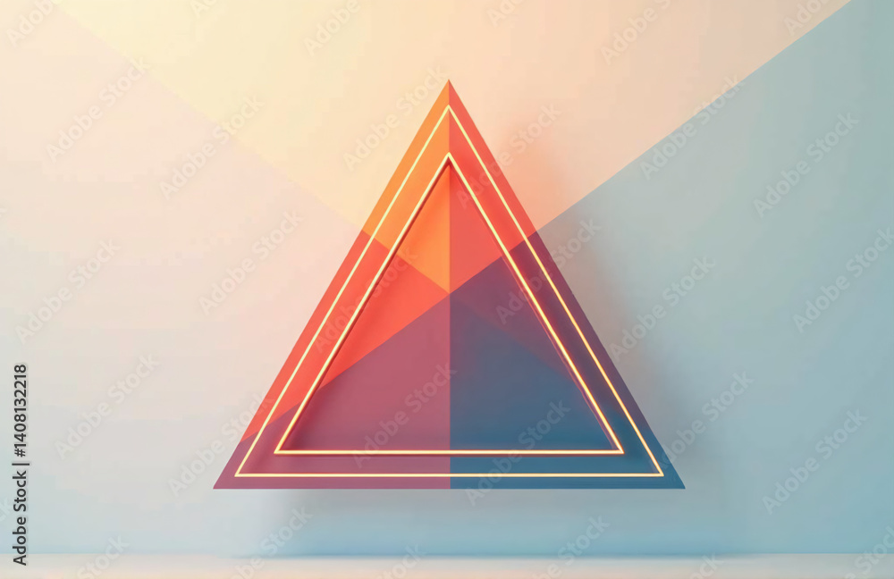 Aufkleber A Modern Geometric Design Featuring Triangles And Lines In A Color Gradient To Convey An Abstract Symbol Or Message Through Empty Space.