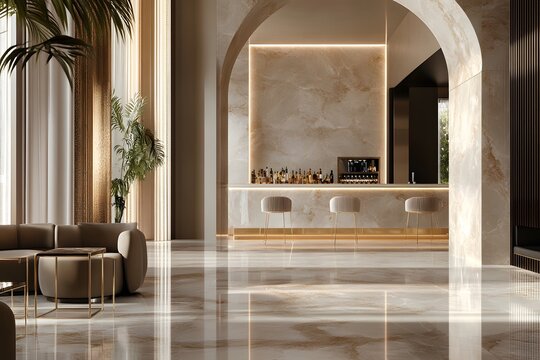 Luxurious Bar Scene: A Luxurious Hotel Bar Enhanced by Elegant Lighting, Premium Cocktails, and Stylish Furniture for a Sophisticated Atmosphere