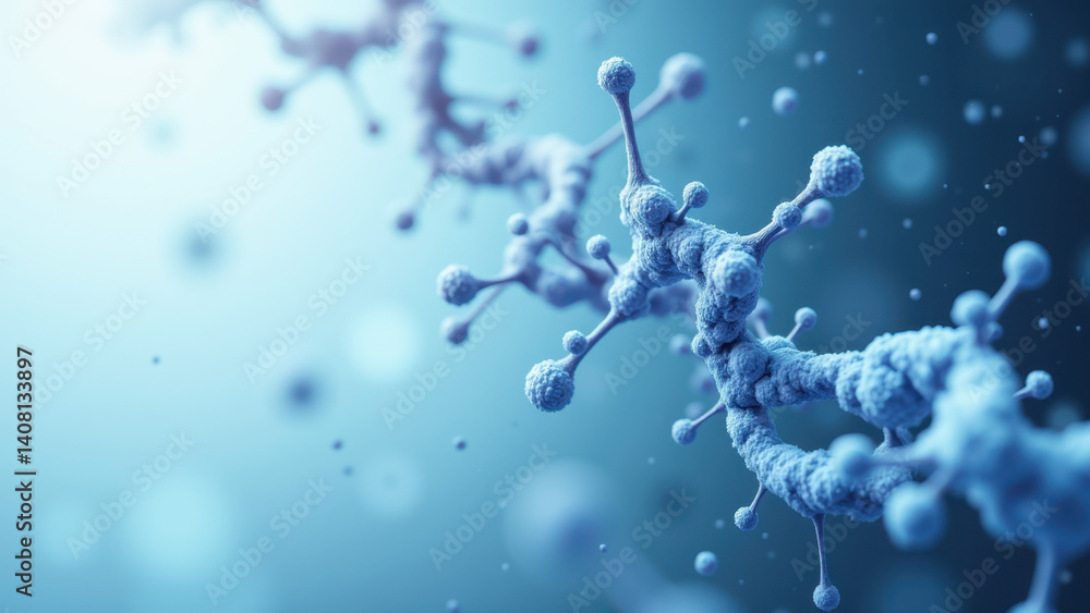 Poster glp-1 molecule visualized with scientific precision, showcasing its atomic structure against a backd
