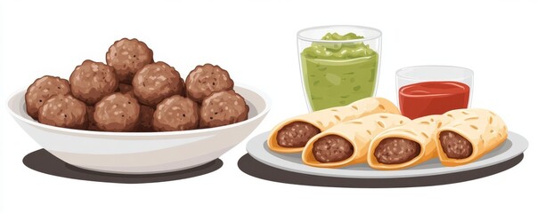 Middle Eastern mezze platter featuring falafel and pastries created using pixel art