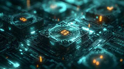 concept of blockchain technology with stock market elements and currency symbols 