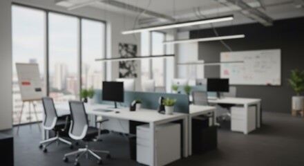 Modern Office Space: City Views & Clean Design AI Generated