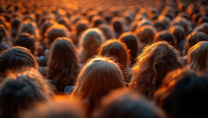 Obraz premium Crowd at outdoor concert sunset