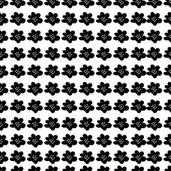 Monochrome seamless background flowers simple. Vector black and white floral seamless pattern. hand drawing. Not AI