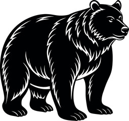 Standing Grizzly Bear Silhouette Vector – Wildlife Forest Animal Clipart for Nature and Outdoor Designs