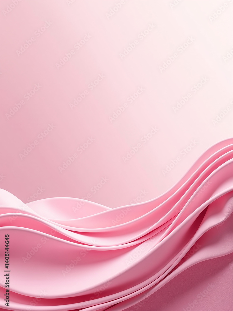 Aufkleber Beautiful Pink Abstract Background With Soft Wavy Folds And A Large Open Space For Romantic Designs And Illustrations.